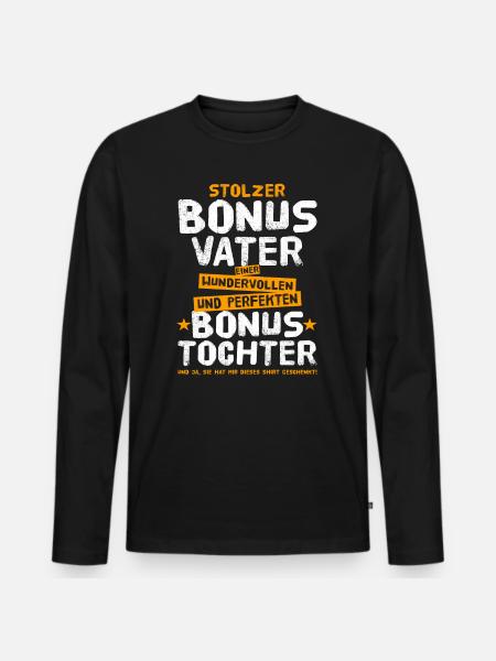 Stolzer Bonus Papa Vater Bonuspapa Stiefvater NEU - Männer Premium Bio Langarmshirt - Schwarz