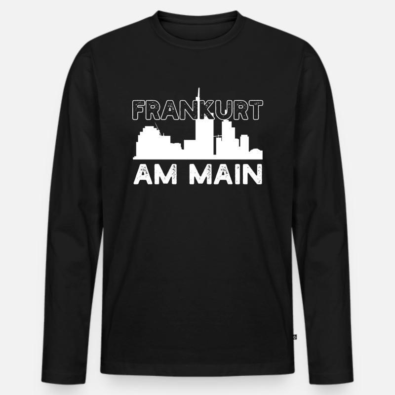 Frankfurt Stadt Skyline FFM Main - Männer Premium Bio Langarmshirt - Schwarz