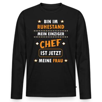 Rentner im Ruhestand - Männer Premium Bio Langarmshirt - Schwarz - Vorne - Nico (187cm)