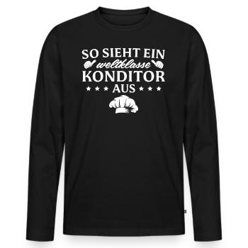 Zuckerbäcker Konditorei Weltklasse Konditor - Männer Premium Bio Langarmshirt - Schwarz - Vorne - Nico (187cm)
