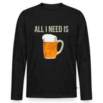 All I Need Is Beer I love beer I love Beer - Men's Premium Organic Long Sleeve Shirt - black - Front - Nico (187cm)