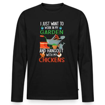 Chicken Garden Chicken Hobby Gardener Gift - Men's Premium Organic Long Sleeve Shirt - black - Front - Nico (187cm)