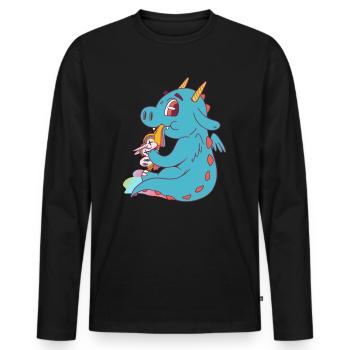 Dragon Last Unicorn Gift - Men's Premium Organic Long Sleeve Shirt - black - Front - Nico (187cm)