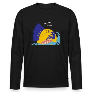 Kite Kitesurfing Kiteboarding Kitesurfer Gift - Men's Premium Organic Long Sleeve Shirt - black - Front - Nico (187cm)