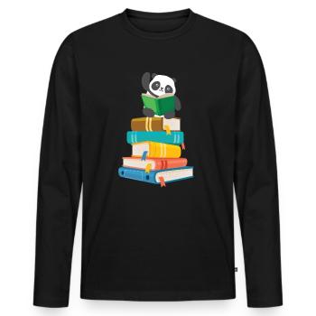 Panda ours ours panda livres Amour Cadeau - T-shirt manches longues Premium bio Homme - noir - Devant - Nico (187cm)