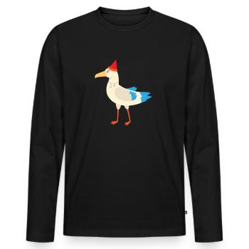 Seagull Hamburg Sea Coast Seagulls motif gift - Men's Premium Organic Long Sleeve Shirt - black - Front - Nico (187cm)