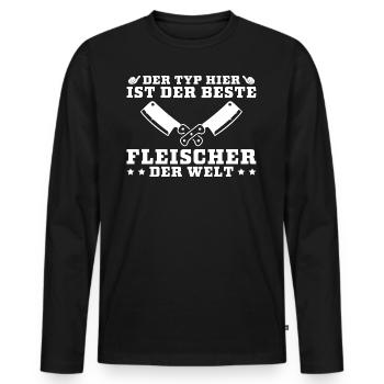Bester Fleischer der Welt Metzger Geschenkidee - Männer Premium Bio Langarmshirt - Schwarz - Vorne - Nico (187cm)