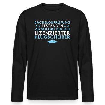 Bachelorprüfung bestanden Studium Abschluss - Männer Premium Bio Langarmshirt - Schwarz - Vorne - Nico (187cm)