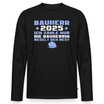 Hausbau Bauherr 2025 - Männer Premium Bio Langarmshirt - Schwarz - Vorne - Nico (187cm)