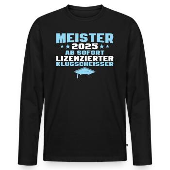 Meister 2025 Fortbildung bestanden Abschluss - Männer Premium Bio Langarmshirt - Schwarz - Vorne - Nico (187cm)