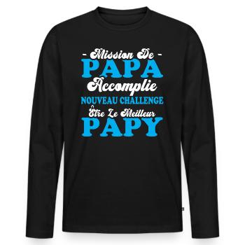 Nouveau Challenge Être Le Meilleur Papy - T-shirt manches longues Premium bio Homme - noir - Devant - Nico (187cm)