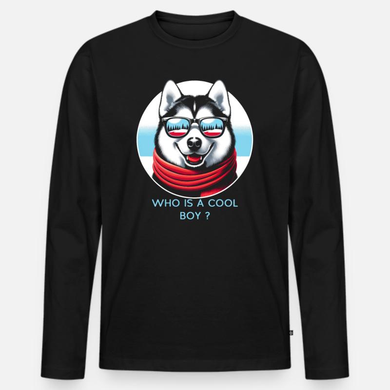 Coole Husky-Vitrine - Männer Premium Bio Langarmshirt - Schwarz