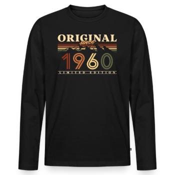 1960 geboren Vintage Geburtstag 65 Jahre - Männer Premium Bio Langarmshirt - Schwarz - Vorne - Nico (187cm)