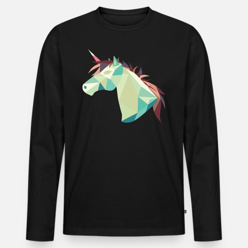 Pferd - Männer Premium Bio Langarmshirt - Schwarz