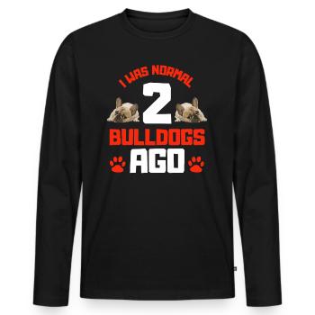 J’étais normal il y a deux bouledogues - T-shirt manches longues Premium bio Homme - noir - Devant - Nico (187cm)