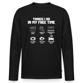 Cinéma geek - T-shirt manches longues Premium bio Homme - noir - Devant - Nico (187cm)