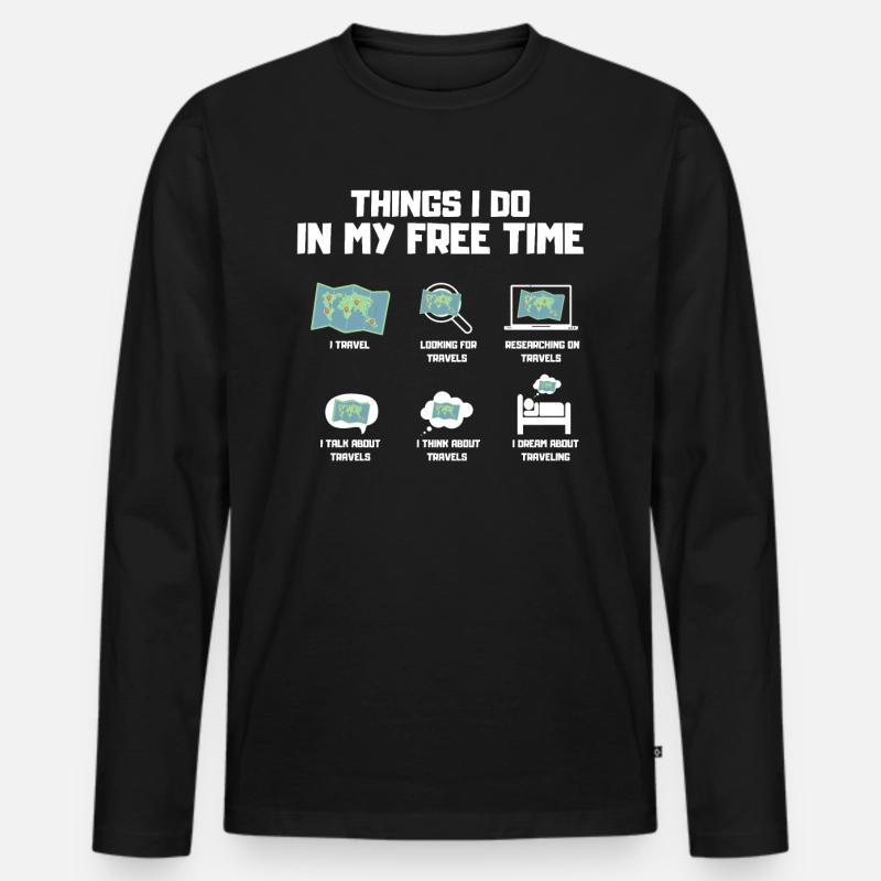 Reisefreak - Männer Premium Bio Langarmshirt - Schwarz