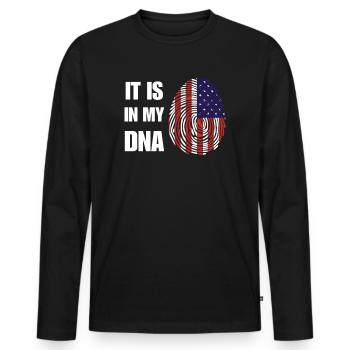 L’Amérique est dans mon ADN - T-shirt manches longues Premium bio Homme - noir - Devant - Nico (187cm)