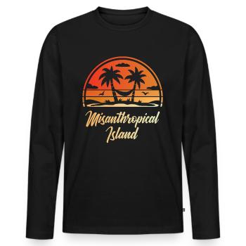 Misanthropical Island Sarcasm Funny Sayings - Men's Premium Organic Long Sleeve Shirt - black - Front - Nico (187cm)