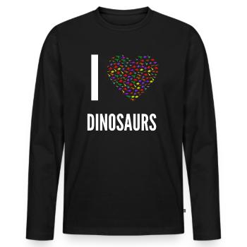 I LOVE DINOSAURS - Men's Premium Organic Long Sleeve Shirt - black - Front - Nico (187cm)