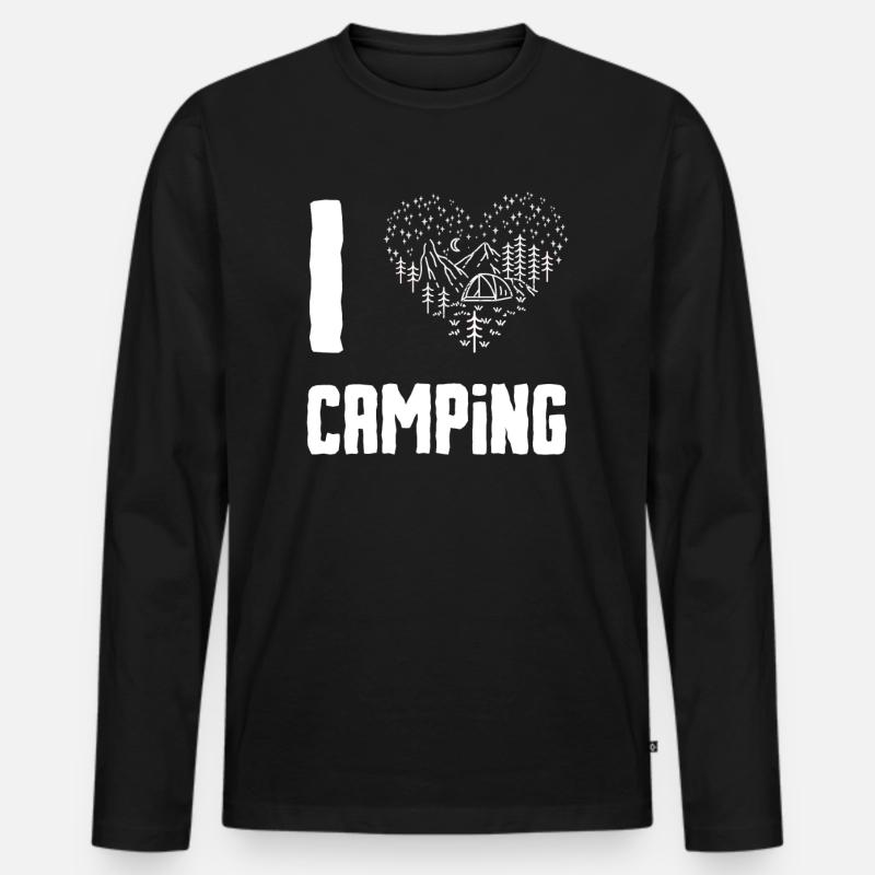 Ich liebe Camping - Männer Premium Bio Langarmshirt - Schwarz