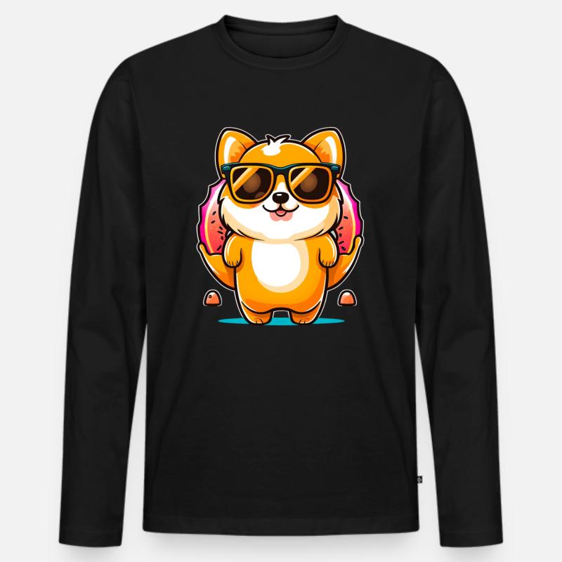 Lustiger Donut-Hund - Männer Premium Bio Langarmshirt - Schwarz