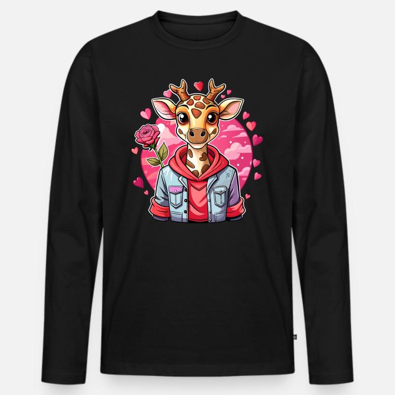Giraffen-Parade: Coole Giraffe - Männer Premium Bio Langarmshirt - Schwarz