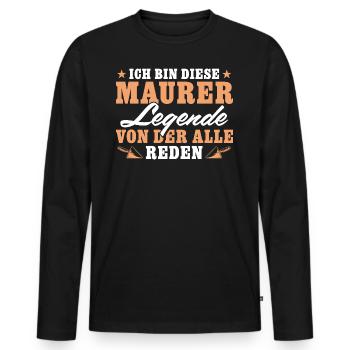 Maurer Legende von der alle reden - Männer Premium Bio Langarmshirt - Schwarz - Vorne - Nico (187cm)