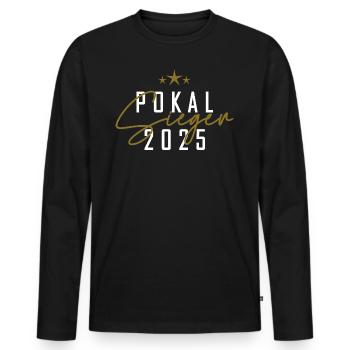 Pokalsieger 2025 - Männer Premium Bio Langarmshirt - Schwarz - Vorne - Nico (187cm)