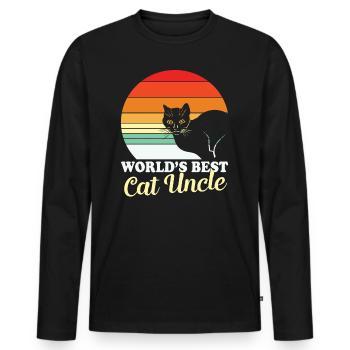 Conception de chats rétro "Le meilleur oncle de chat du monde" - T-shirt manches longues Premium bio Homme - noir - Devant - Nico (187cm)