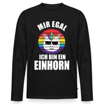 Einhörner - Einhorn Spruch - Männer Premium Bio Langarmshirt - Schwarz - Vorne - Nico (187cm)