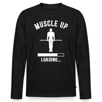 Street Workout Muscle Up Humor Sport Bodybuilding - Men's Premium Organic Long Sleeve Shirt - black - Front - Nico (187cm)