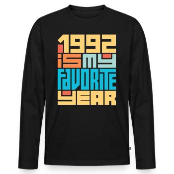 1992 is my favorite year 30 years anniversary - Men's Premium Organic Long Sleeve Shirt - black - Front - Nico (187cm)