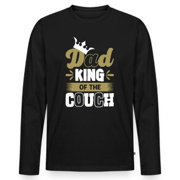 Dad King of the Couch funny Father and Dad Sayings - Men's Premium Organic Long Sleeve Shirt - black - Front - Nico (187cm)