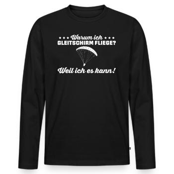 Gleitschirmfliegen Weil ich es kann - Männer Premium Bio Langarmshirt - Schwarz - Vorne - Nico (187cm)