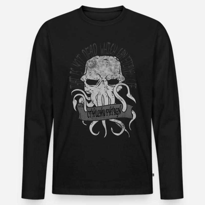 Allmächtiger Cthulskull - Männer Premium Bio Langarmshirt - Schwarz