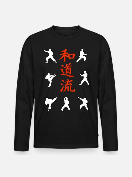 Techniques Wado-Ryu et Chemise Kanji - T-shirt manches longues Premium bio Homme - noir