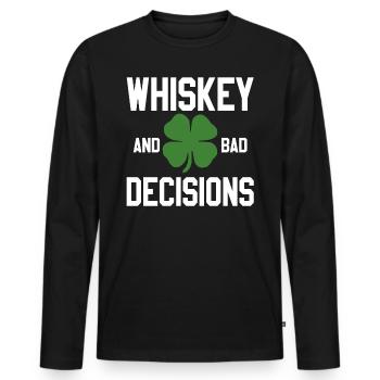 Irlande Whiskey St Patricks Day - T-shirt manches longues Premium bio Homme - noir - Devant - Nico (187cm)