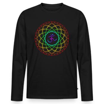 Sacred geometry with Om symbol - Men's Premium Organic Long Sleeve Shirt - black - Front - Nico (187cm)