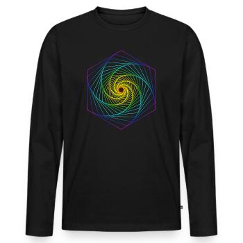 Sacred Geometry Spiral Rainbow - Men's Premium Organic Long Sleeve Shirt - black - Front - Nico (187cm)