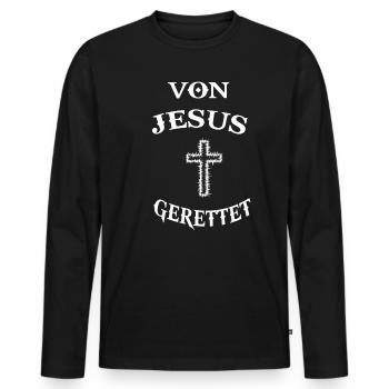 Jesus Christus Kreuz Erlöser Messias Religion - Männer Premium Bio Langarmshirt - Schwarz - Vorne - Nico (187cm)