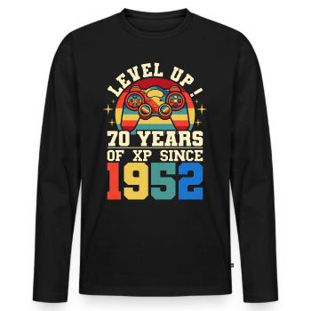 Level 70 1952 Birthday Gamer 70 years - Men's Premium Organic Long Sleeve Shirt - black - Front - Nico (187cm)