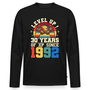 Level 30 1992 Geburtstag Gamer 30 Jahre - Männer Premium Bio Langarmshirt - Schwarz - Vorne - Nico (187cm)