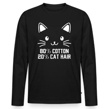 80% Cotton 20% Cat Hair funny Cats Sayings - Männer Premium Bio Langarmshirt - Schwarz - Vorne - Nico (187cm)