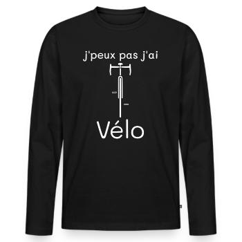 J'peux Pas J'ai Vélo cyclisme - T-shirt manches longues Premium bio Homme - noir - Devant - Nico (187cm)