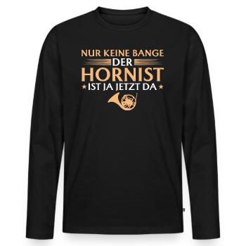 Hornist ist ja jetzt da - Männer Premium Bio Langarmshirt - Schwarz - Vorne - Nico (187cm)