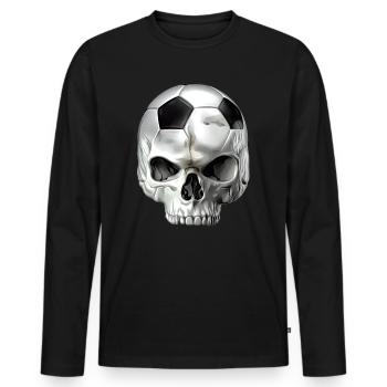 Crâne de football - T-shirt manches longues Premium bio Homme - noir - Devant - Nico (187cm)