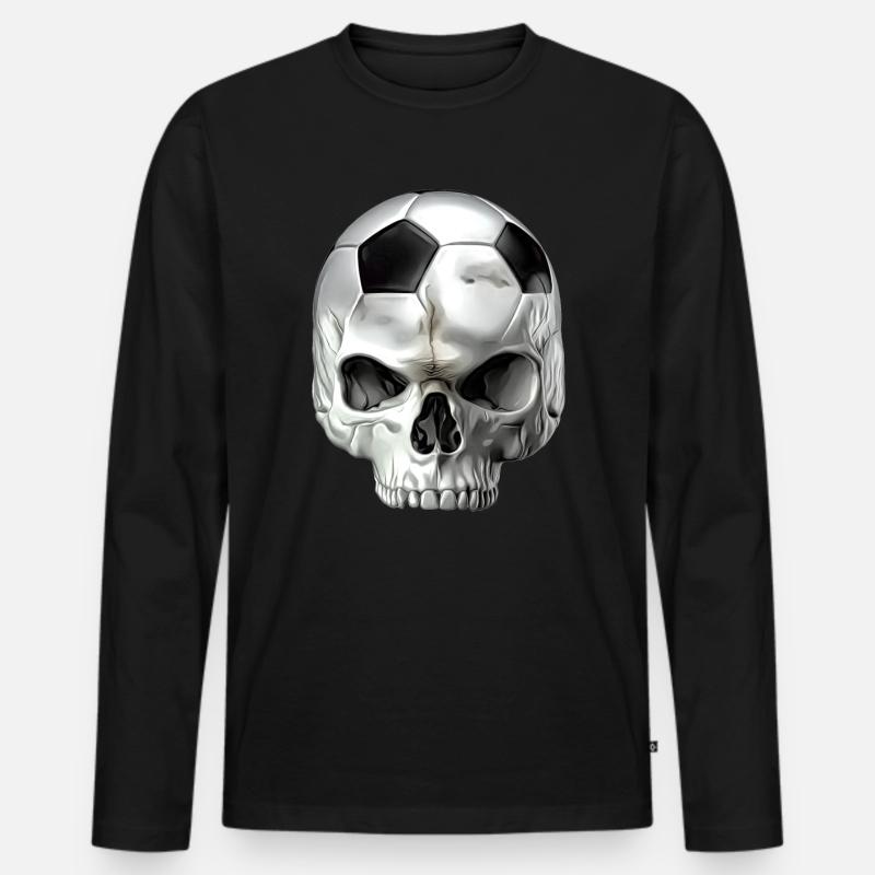 Fußballschädel - Männer Premium Bio Langarmshirt - Schwarz