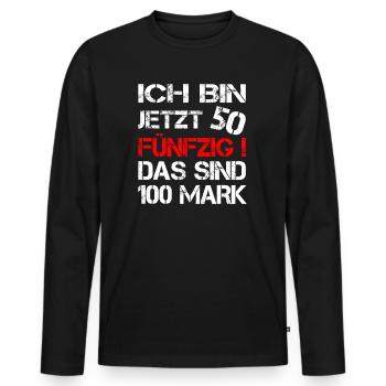 50 Geburtstag 50 Jahre 50er Geschenk 50. - Männer Premium Bio Langarmshirt - Schwarz - Vorne - Nico (187cm)