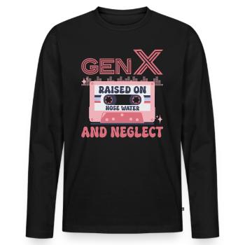 Generation X Humor - Männer Premium Bio Langarmshirt - Schwarz - Vorne - Nico (187cm)